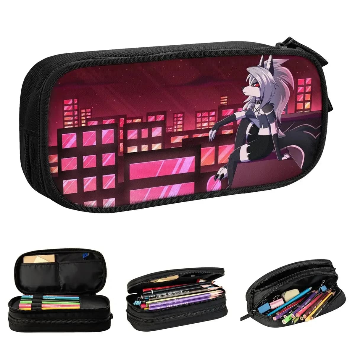 Nuovo Kawaii Helluva Boss Loona Astuccio per matite Anime Astuccio per matite Penna per studenti Borsa grande per materiale scolastico Cancelleria con cerniera