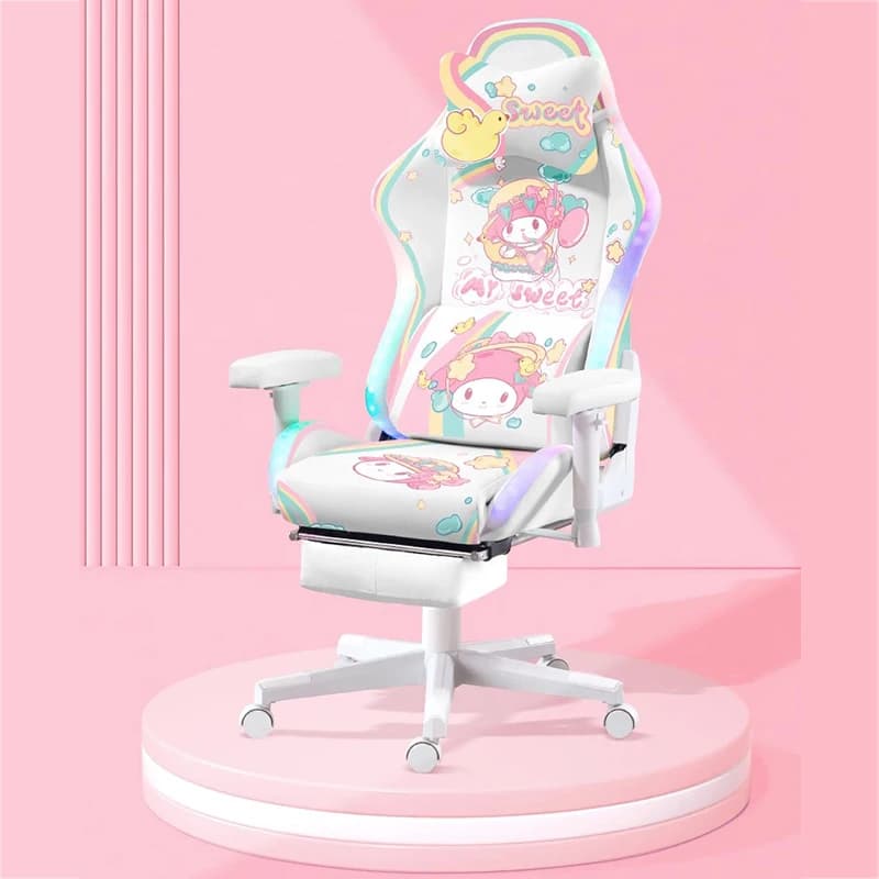 Nuova sedia da gioco con sollevamento regolabile Upgrads Cute Anime Print con luce a LED Home Computer Office Chair Anchor Live Gamer Chair