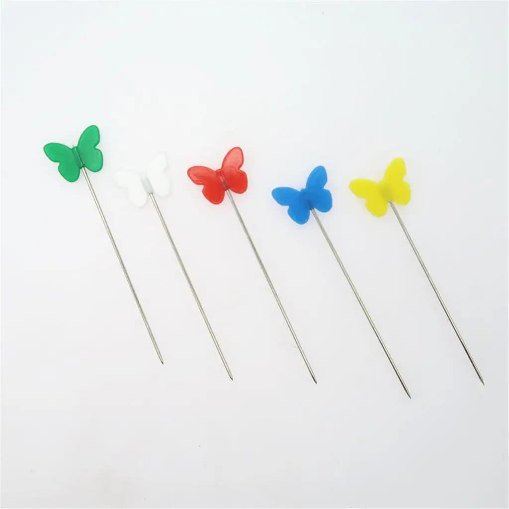 Butterfly Flat Head Quilting Pins Durable Steel Wire Plastic Dressmaking Sewing Accessory for Sewing and Needlework
