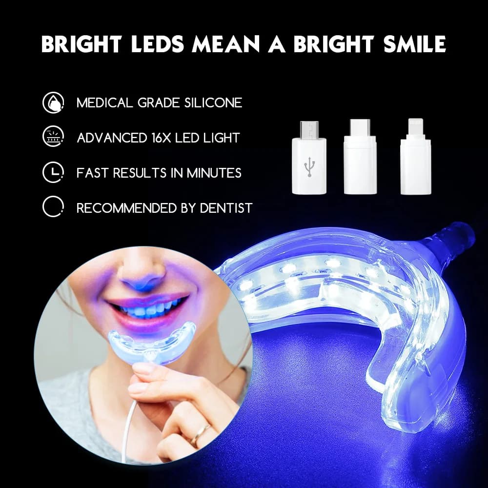 Luxsmile Smart LED Teeth whitening Portable USB Charging 16 Lights Led Blue Light Teeth whitening pen in dental whitening gel