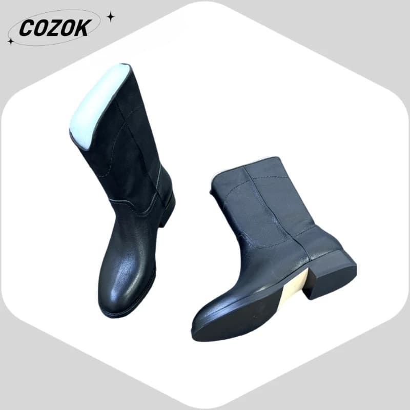 25 Nuovo stile High Street Stivali casual resistenti all'usura in vera pelle avanzata Stivali impermeabili Elegante stile spesso AD1525
