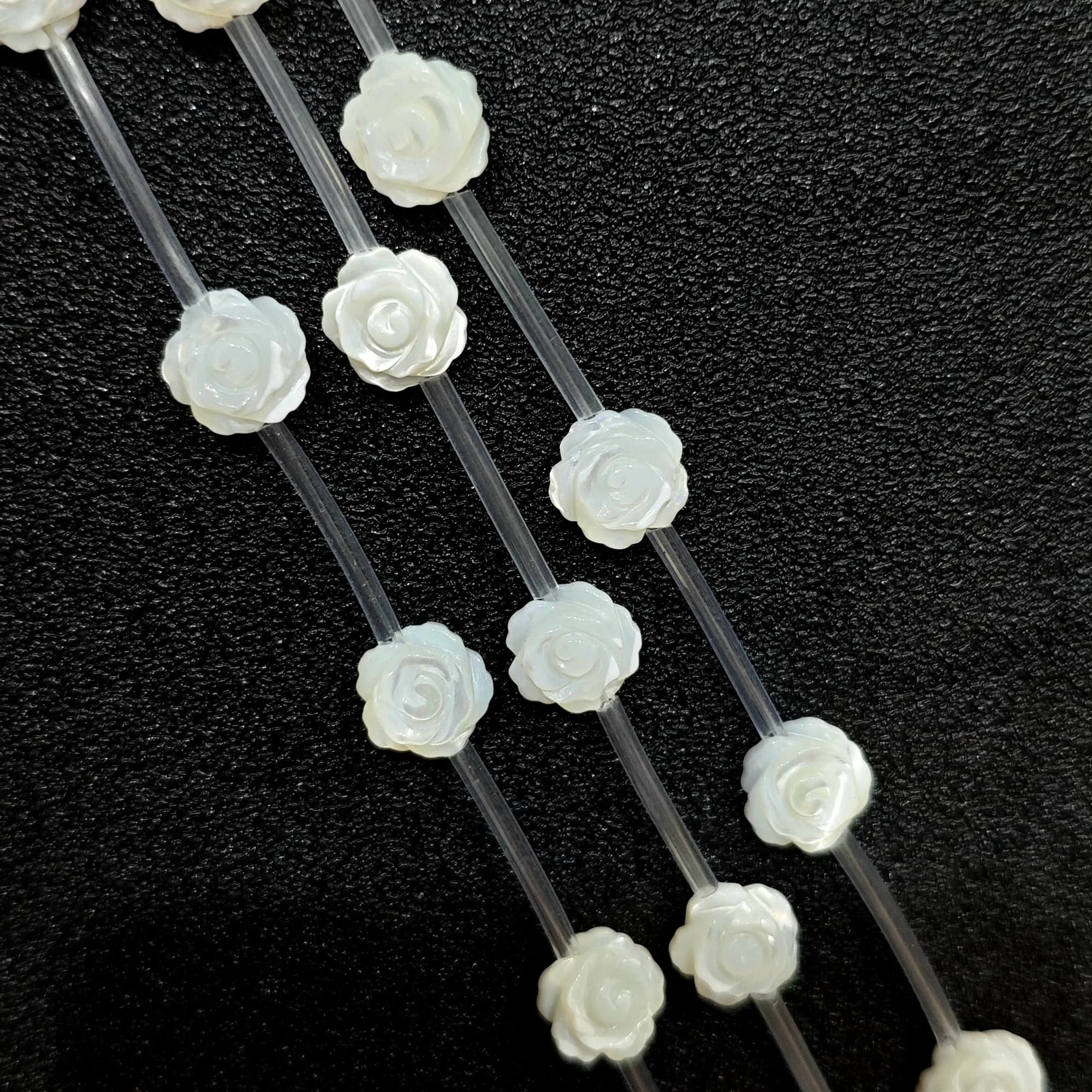 White Mother of Pearl Flower Loose Beads Natural Shell Gemstone Strand for Dangle Earrings Necklace DIY Jewelry Making