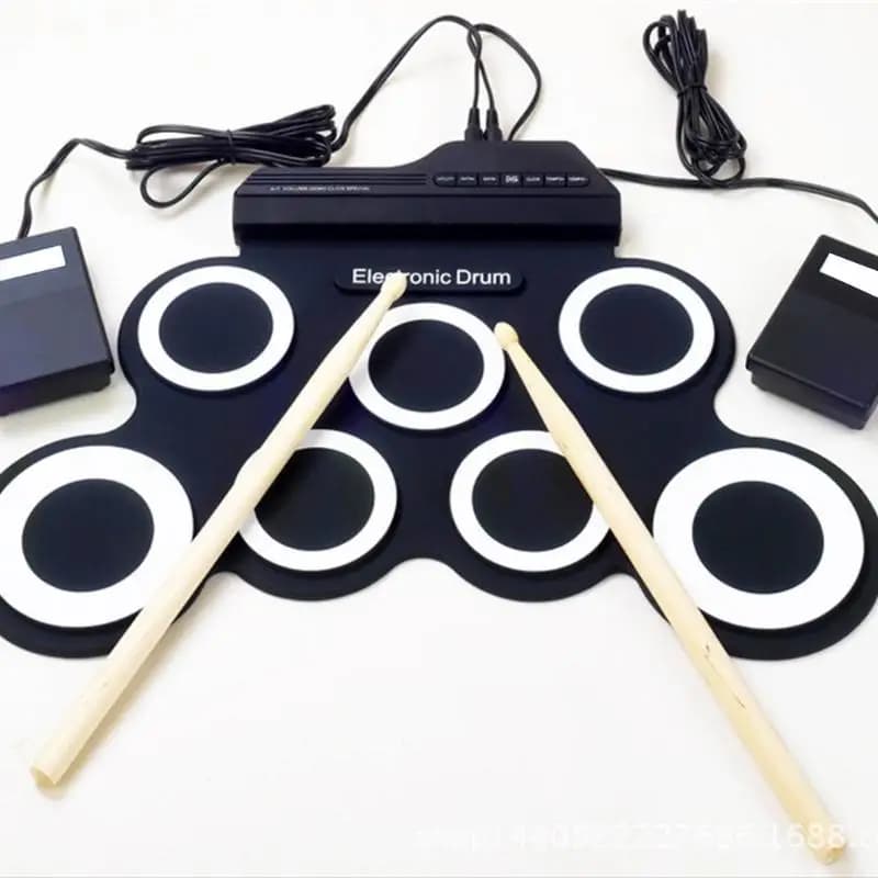 R6FE Batteria Elettrica per Principianti, Set Batteria Elettronica Digitale Pieghevole arrotolabile con Pad per con e