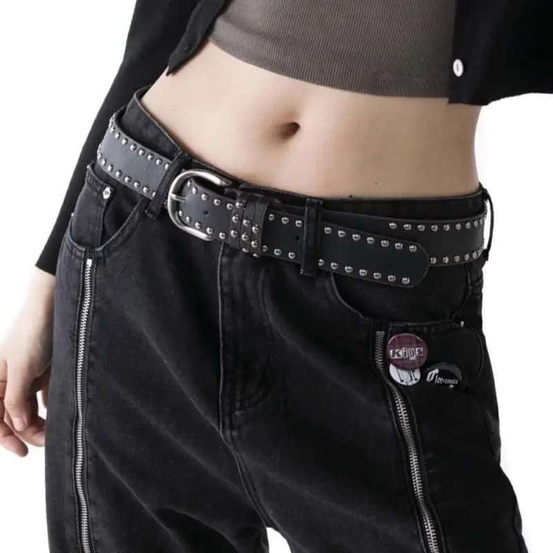 Nuova cintura jeans da donna – Cintura da donna elegante e versatile con rivetti Cintura nera alla moda con un senso di alta moda