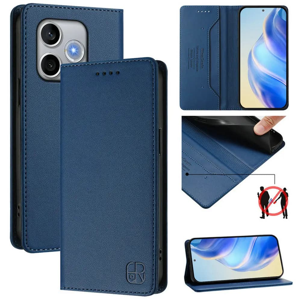 Custodia a libro in pelle RFID Honor 600 Lite 5G 2026 per Huawei Honor 600 Lite, Cover magnetica a portafoglio per Honor 600 600Lite