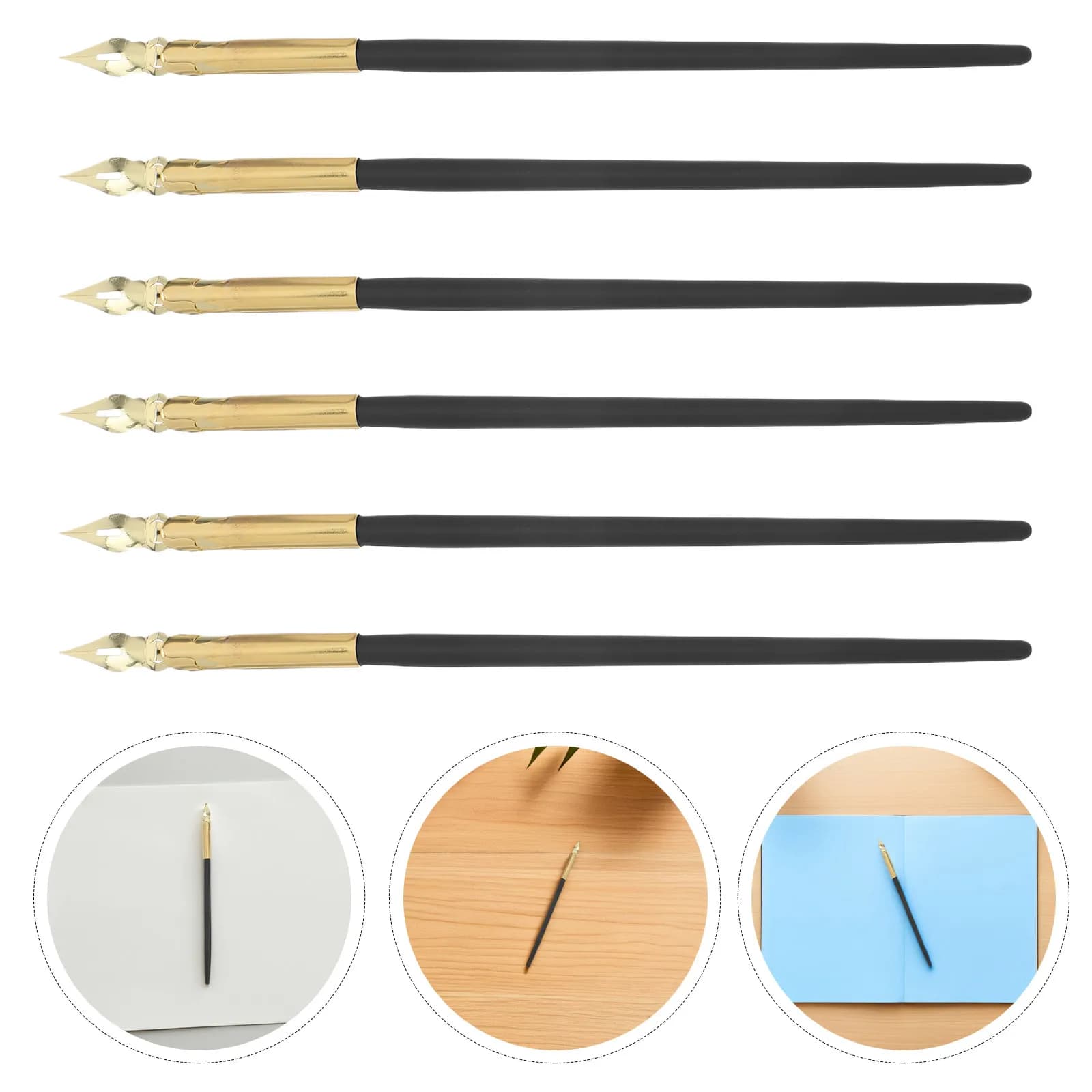 6Pcs Professional Dip Calligraphy Pen Set Vintage Style Metal Nibs Precise Line Drawing Ink Flow Control Signature Sketching