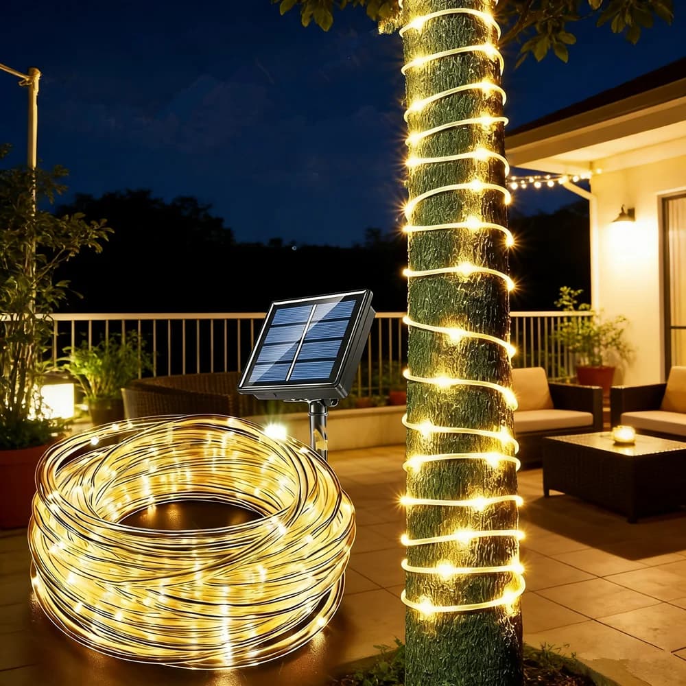 Halloween Christmas Holiday Home Decoration Outdoor LED PVC Tube Fairy String Light Garden Wedding Birthday Solar Rope Lights