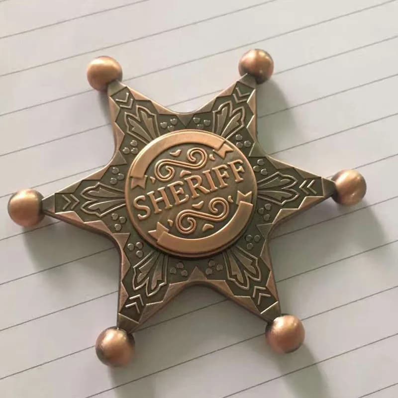 Sheriff Fidget Spinner EDC Metallo Trottola Punta Giroscopio Alleviare Lo Stress Riducendo Giocattoli Rotante Antistress Per I Bambini Autismo
