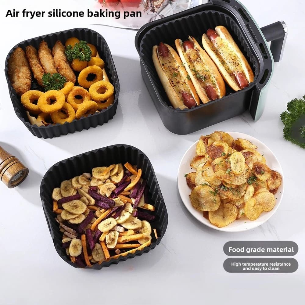 Tappetini in Silicone Antiaderenti Quadrati per Friggitrice ad Aria 4-7QT, Riutilizzabili, Compatibili con Forno, Microonde e Lavastoviglie
