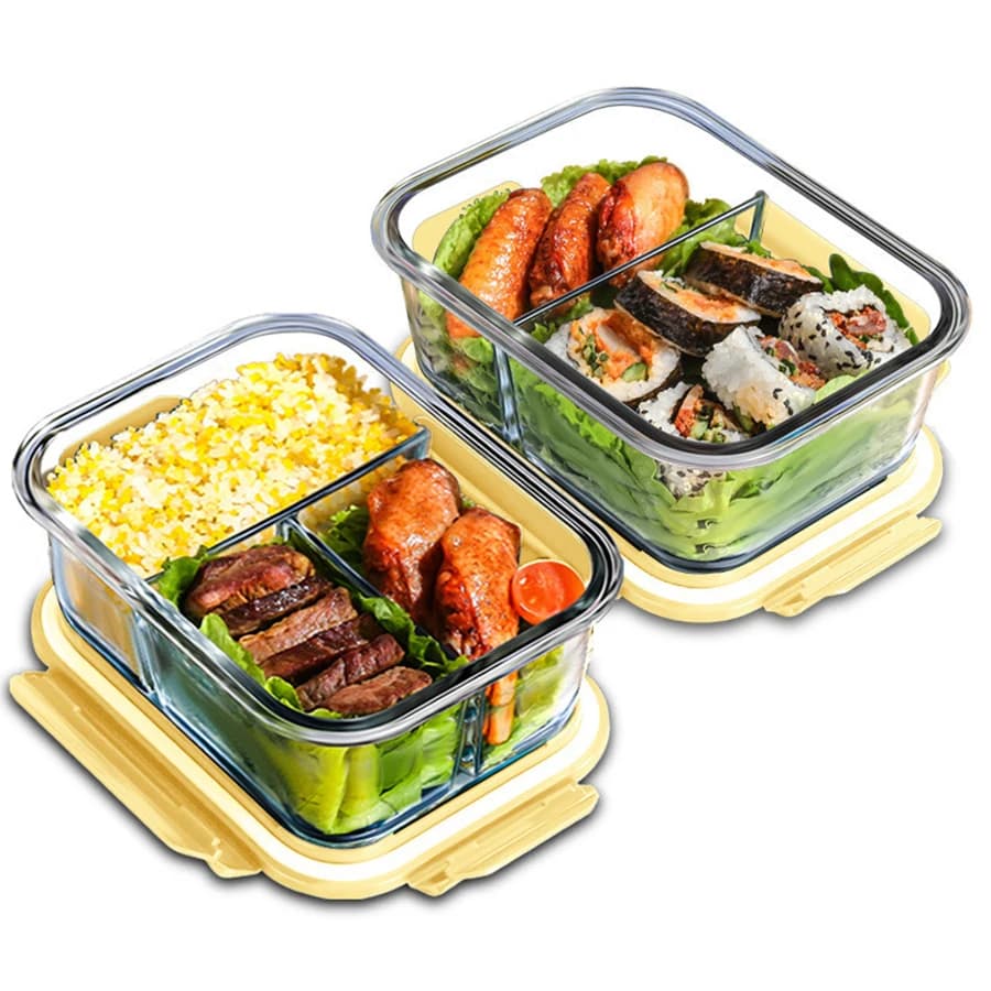 Lunch Box Contenitori per alimenti in vetro con coperchi Contenitori per la preparazione dei pasti Scatola per la conservazione della freschezza in vetro Scatole per il pranzo ermetiche Scatole Bento