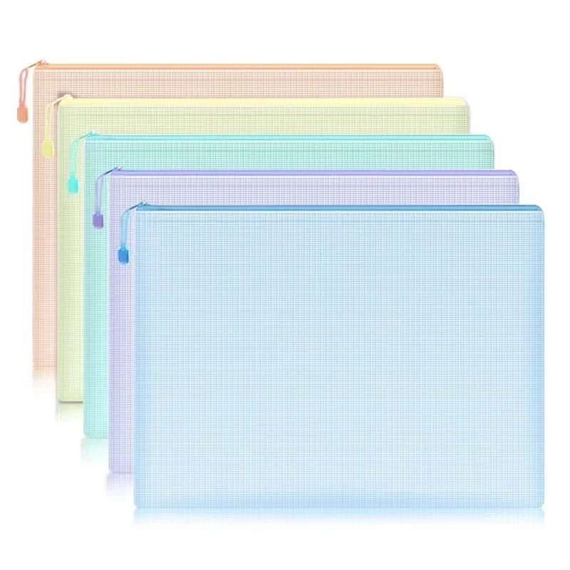 5-30 pezzi borsa per documenti con cerniera in rete cartelle di file con cerniera impermeabile borse di archiviazione formato A4 A5 per forniture per ufficio cancelleria scolastica