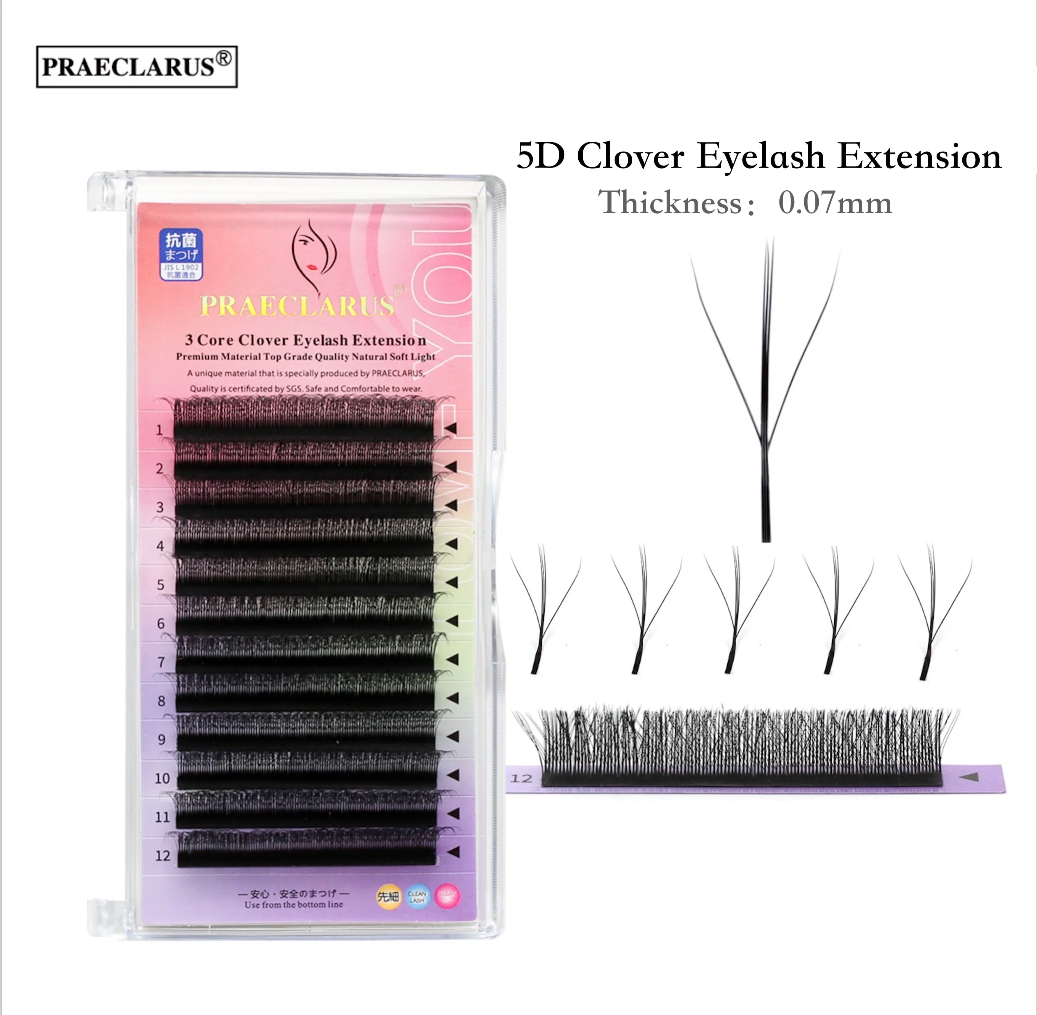 PRAECLARUS 3D Fairy Shape Lashes 12 righe ciglia Premade Volume Fan Natural Soft Light Lashes Triple Tips ciglia