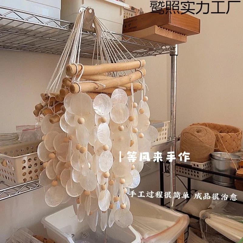 Handmade Shell Wind Chime Kit Coastal Boho Hanging For Bedroom Kids Room Homestay Windowsill Photo Prop Gift For Couples