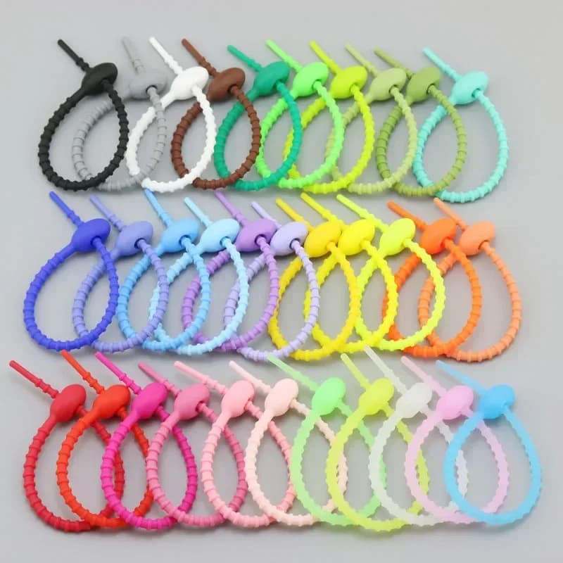 20Pcs/Lot Silicone Reusable Bag Ties Twist Wire Fasten Cable Zip Tie Headset Data Line Wire Universal Tie