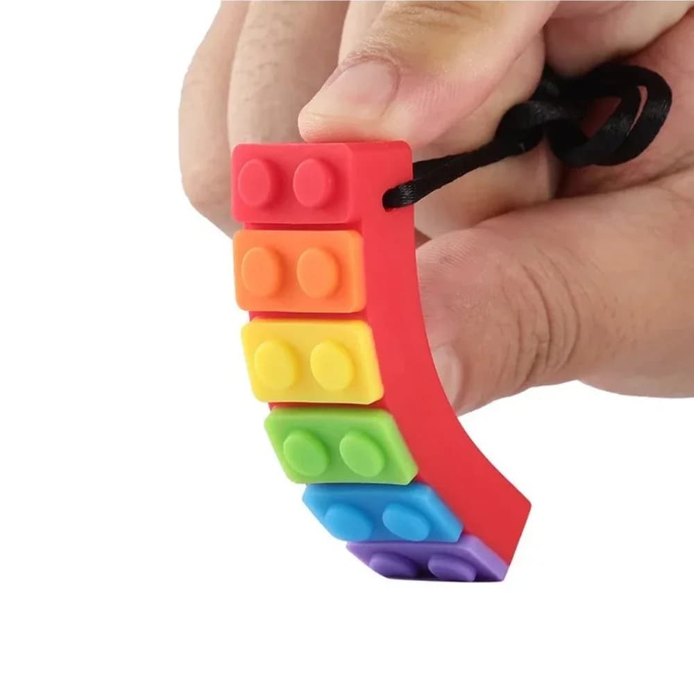 1 pz Building Block Baby Massaggiagengive Food Grade Silicone Infantile Blocchi Denti Da Masticare Ciondolo Giocattoli Autistico Kid Sensoriale Masticare Penna Cap