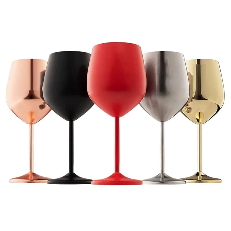 Calice in acciaio inossidabile da 500 ml Bicchiere da cocktail per vino rosso Bicchiere da champagne alto in metallo infrangibile Bar KTV Calice in stile europeo