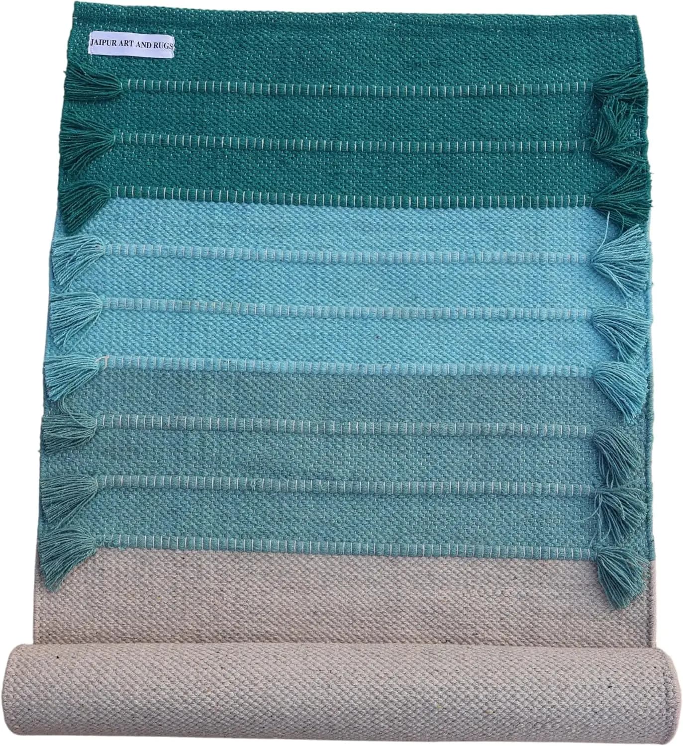 Tappetino Yoga in Cotone Intrecciato a Mano - Ecologico, Antiscivolo e Spesso (24"x72"x5mm) per Fitness Domestico