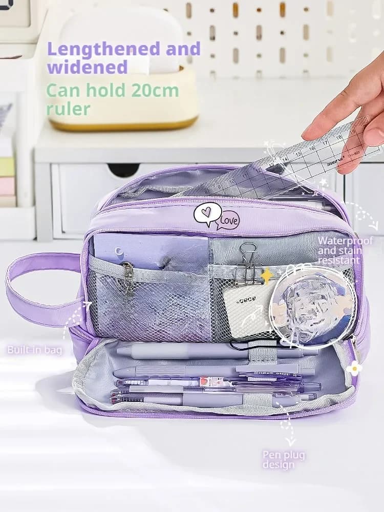 Astuccio per matite per studenti delle scuole con astuccio multifunzionale di grande capacità Astuccio per matite carino abbinato ai colori Macaron
