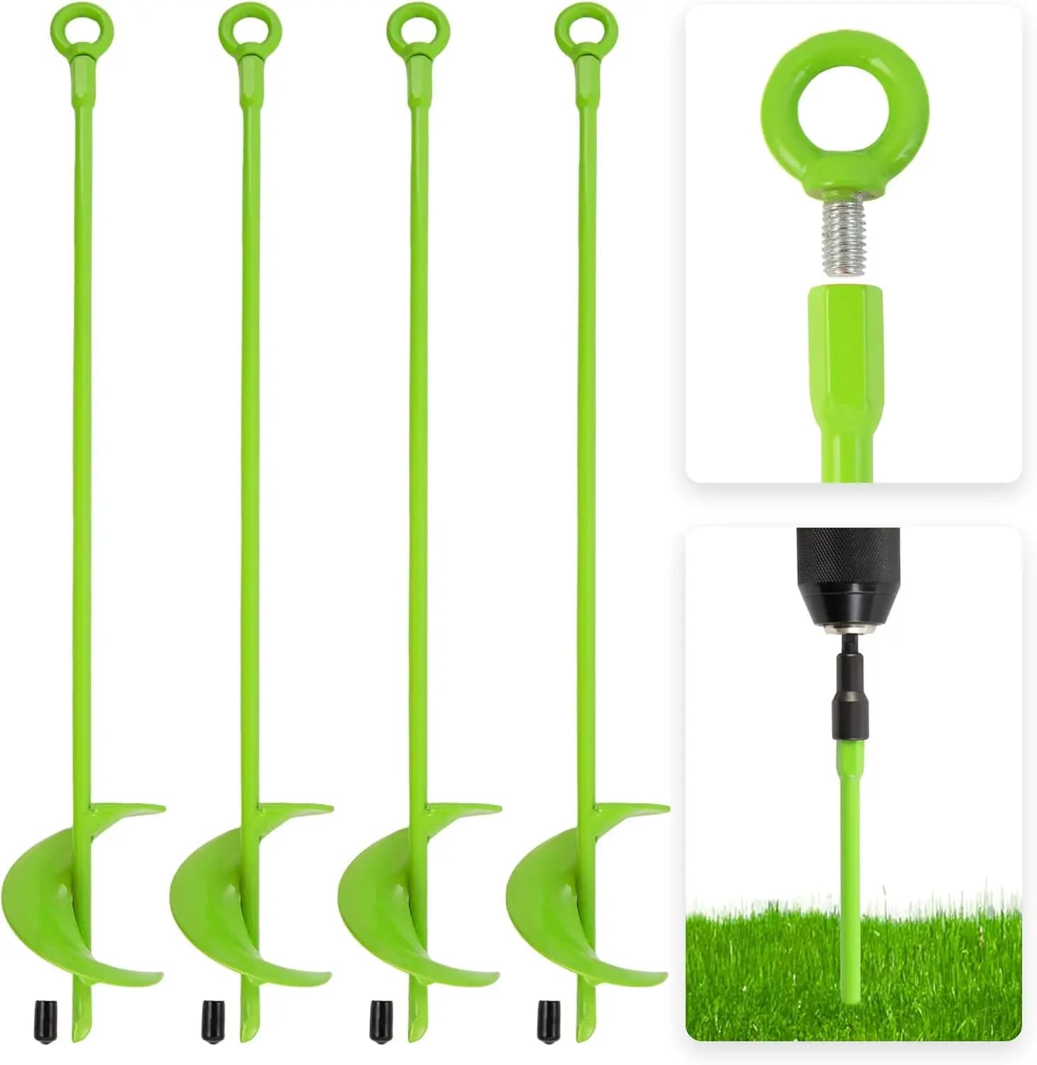 Spiral Anchor Kit for Resistant Ground, 18 Inch Longs, 4 Pieces, Screw Feeders for Camping Curtains, Trampolines, Shears