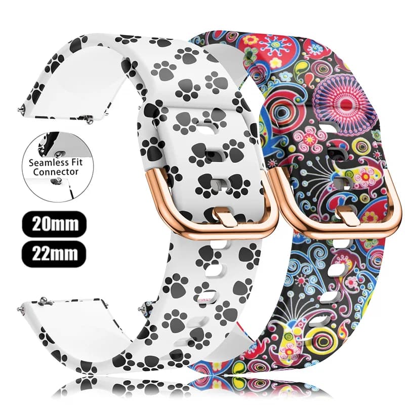 Fascia in silicone per Amazfit GTS/4/3/2/2e/Mini/GTR 4/3/Pro/2/2e 42/47mm stratos 2/3 braccialetto sportivo stampato da donna amazfit bip u pro