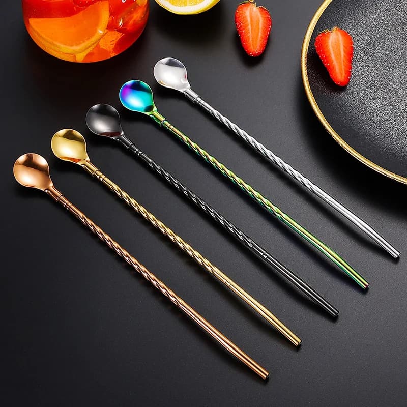1 Pezzo Miscelatore per Cocktail con Manico Lungo, Cucchiaio da Barman in Acciaio Inox, Accessori per Kit Barman, Shaker per Whisky, Utensili da Bar e Cucina