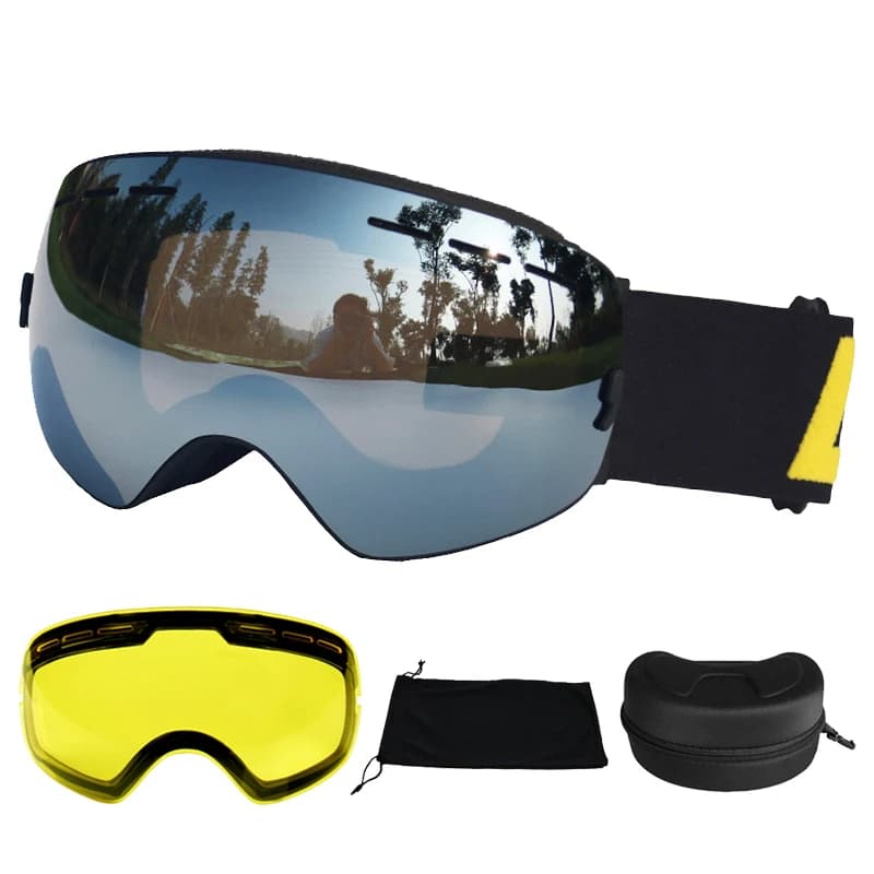 LOCLE Occhiali da sci antiappannamento UV400 Occhiali da sci Doppi strati Sci Snowboard Occhiali da neve Occhiali da sci con una lente schiarente