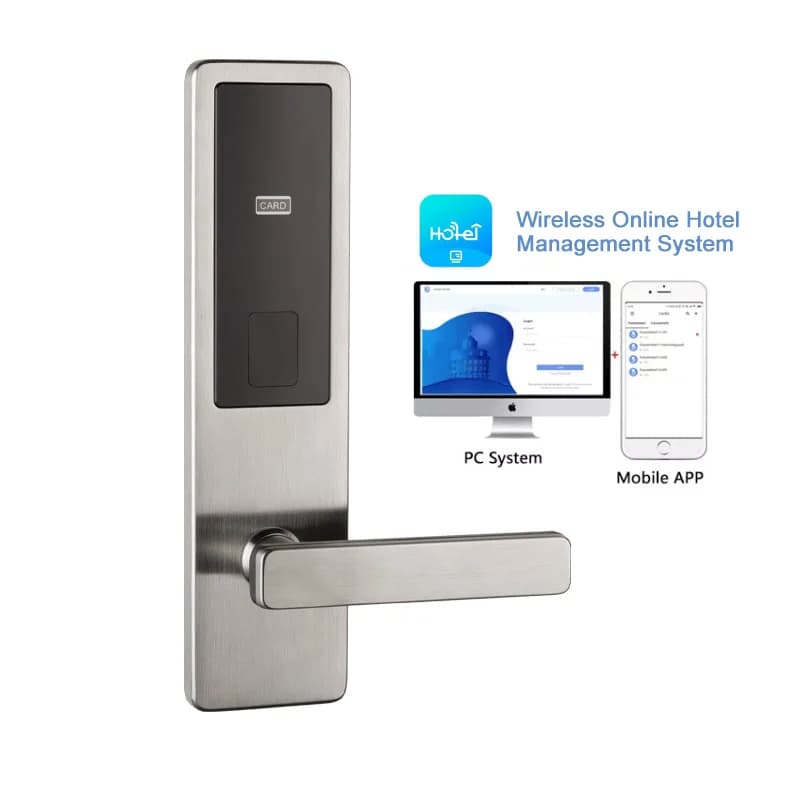 Sistema di chiusura intelligente per hotel RFID serratura elettronica con maniglia per porta in acciaio inossidabile 304 Sistema online wireless TThotel