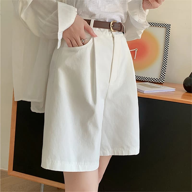 Pantaloncini Cargo da lavoro da donna in lino di cotone estivo a vita alta pantaloni larghi casuali a gamba larga pantaloni corti alla moda 2024 nuovo