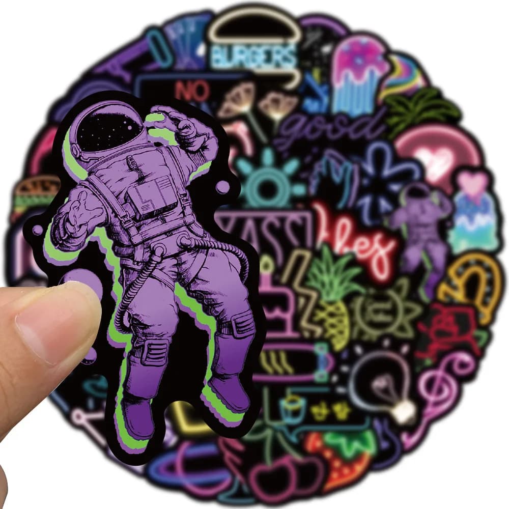 10/30/50 Pezzi Adesivi Divertenti con Luci al Neon, Graffiti Cool, Impermeabili, per Decorazione Fai-da-Te di Skateboard, Telefono, Diario, Bicicletta