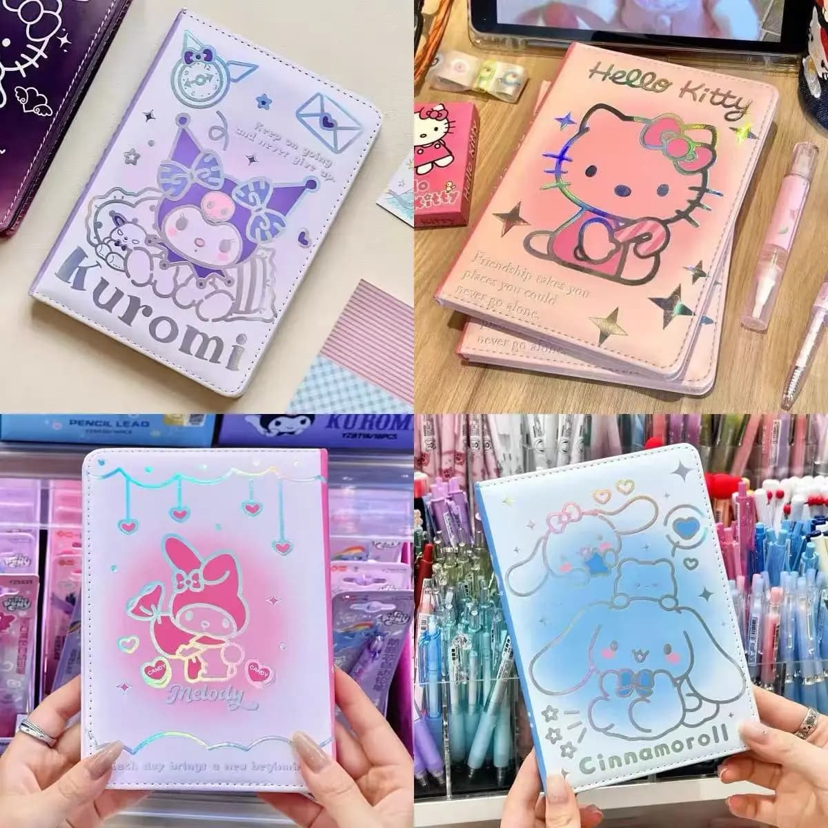 Sanrio B6 Notebook, PU leather, diary/planner, 70 full-color inner pages, cute diary stationery gift.