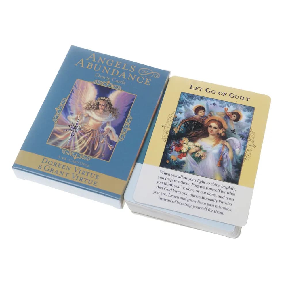 Vendita calda Tarocchi Angeli dell'abbundanza Carta Oracle E Guida PDF Divinazione Mazzo Intrattenimento Feste Gioco da tavolo 44 Pz/scatola