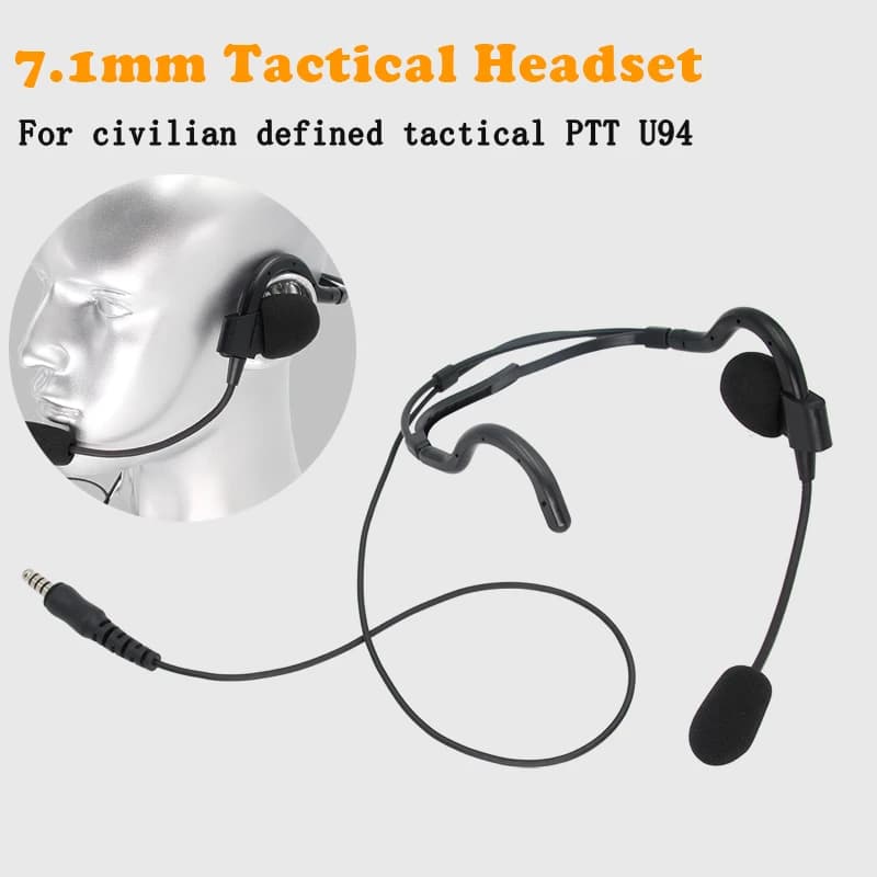 Auricolare con Microfono e Connettore U174 da 7.1mm con PTT U94 per Radio Tattiche Kenwood Baofeng UV-5R UV-82 Walkie Talkie