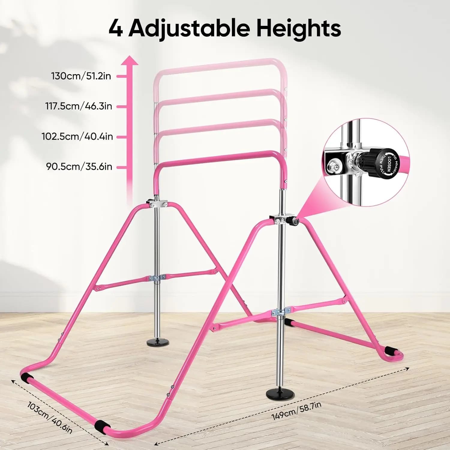 Horizontal bar with adjustable height for children, traction bars and gymnastics parallel