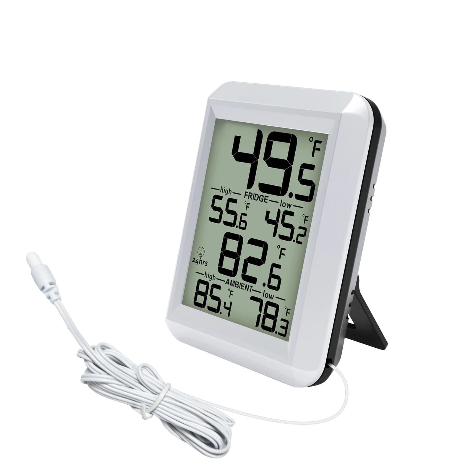 Refrigerator Freezer Thermometer Digital Indoor/Outdoor Temperature Monitor with Probe LCD Display °C/°F Selectable