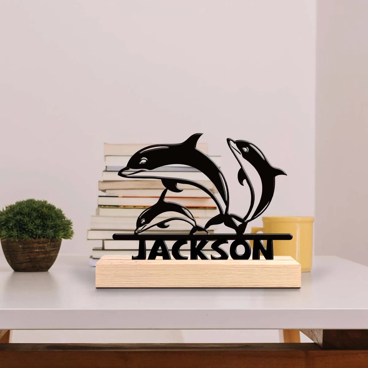 1pc Customized Wrought Iron Desktop Ornaments Customizable Name With Wooden Base Festival Ornaments and Decorations