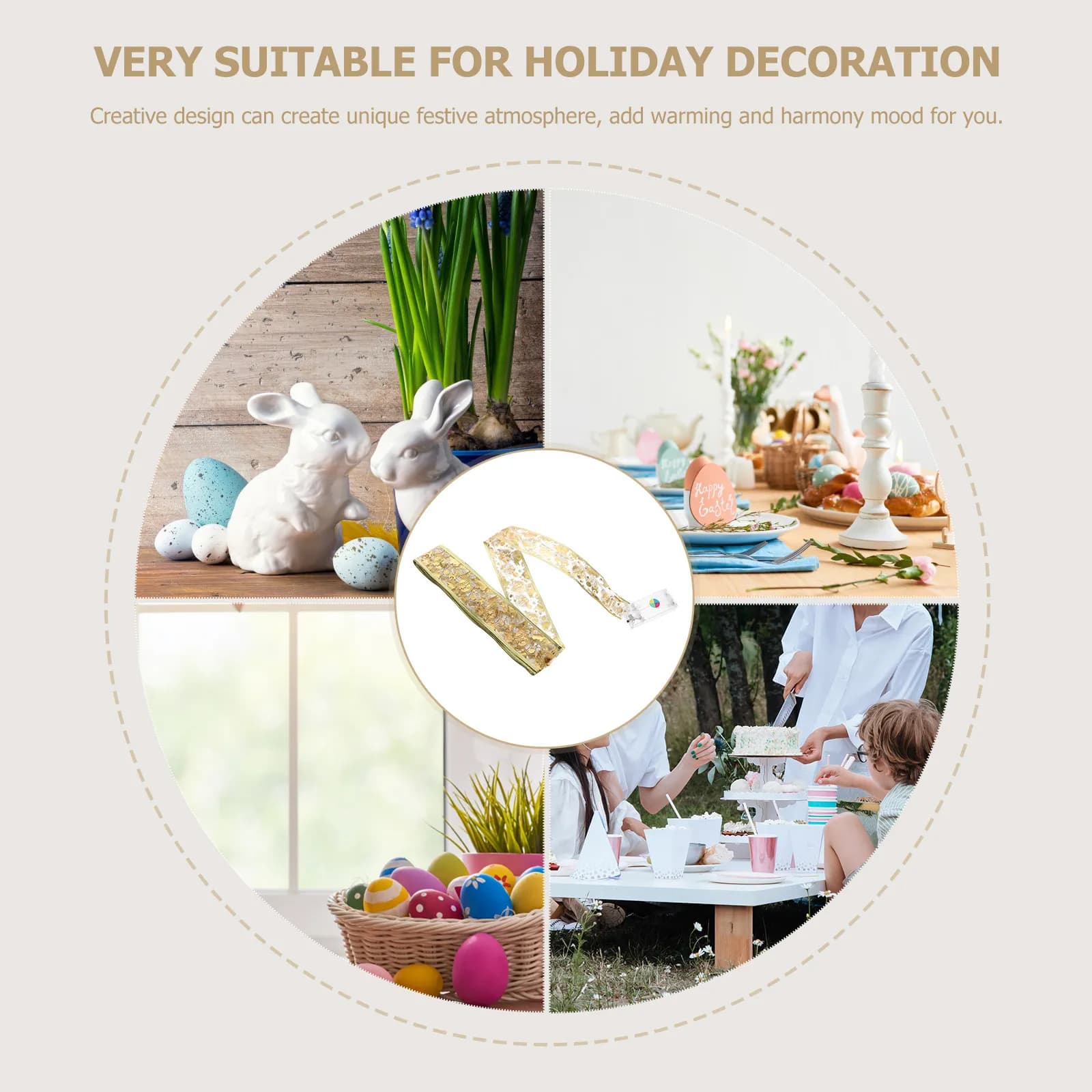 Luci Decorative a Forma di Uovo, Striscia LED 5m, Nastro Dorato per Decorazioni Festive, Illuminazione Chic per Pasqua, Regalo Luminoso