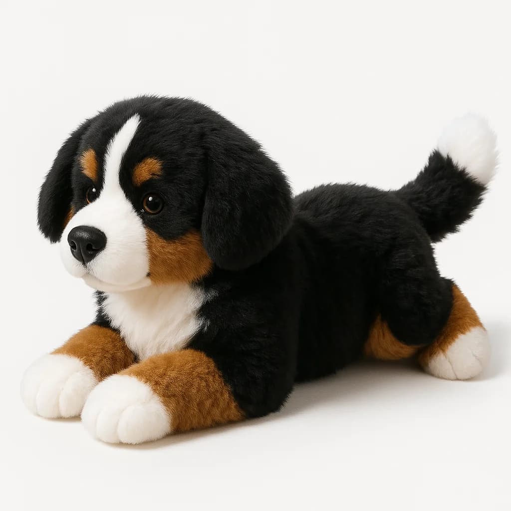 Peluche per cani da montagna Bernese da 13 pollici - Simulazione super realistica bambola per cani Morbido e carino cuscino per animali Regalo per bambini Compleanno C