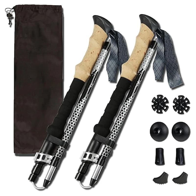 Foldable aluminium trek poles for outdoor use