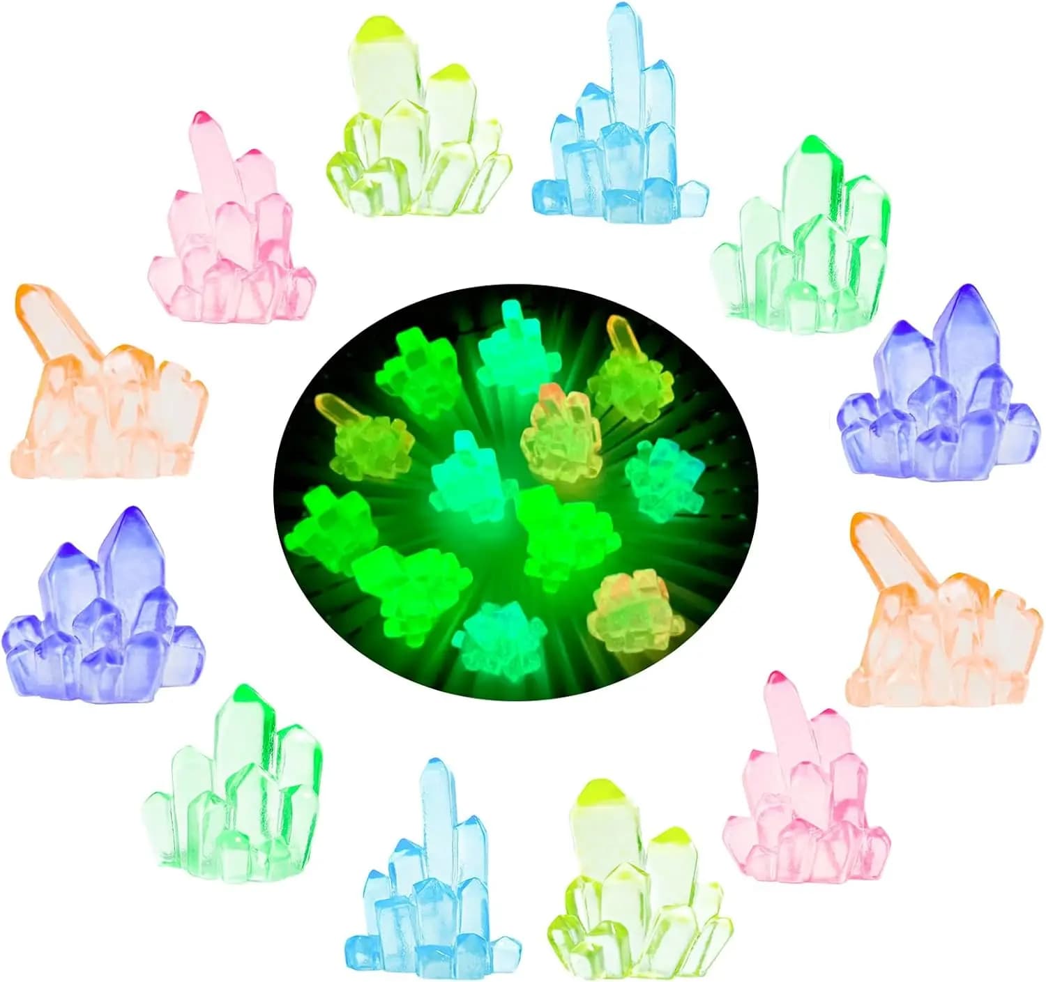 12 pezzi che si illuminano al cristallo in miniatura per acquario, kit artigianale fai da te in resina 3D per accessori per la decorazione del desktop dell'auto domestica