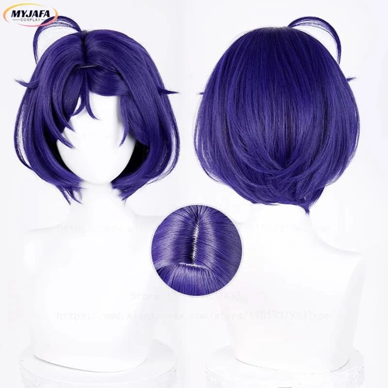 ABC123High Quality Mita Mila Cosplay Wig Short Purple Blue Heat Resistant Synthetic Hair Anime MiSide Wigs + x;3,f'6,h.7;j