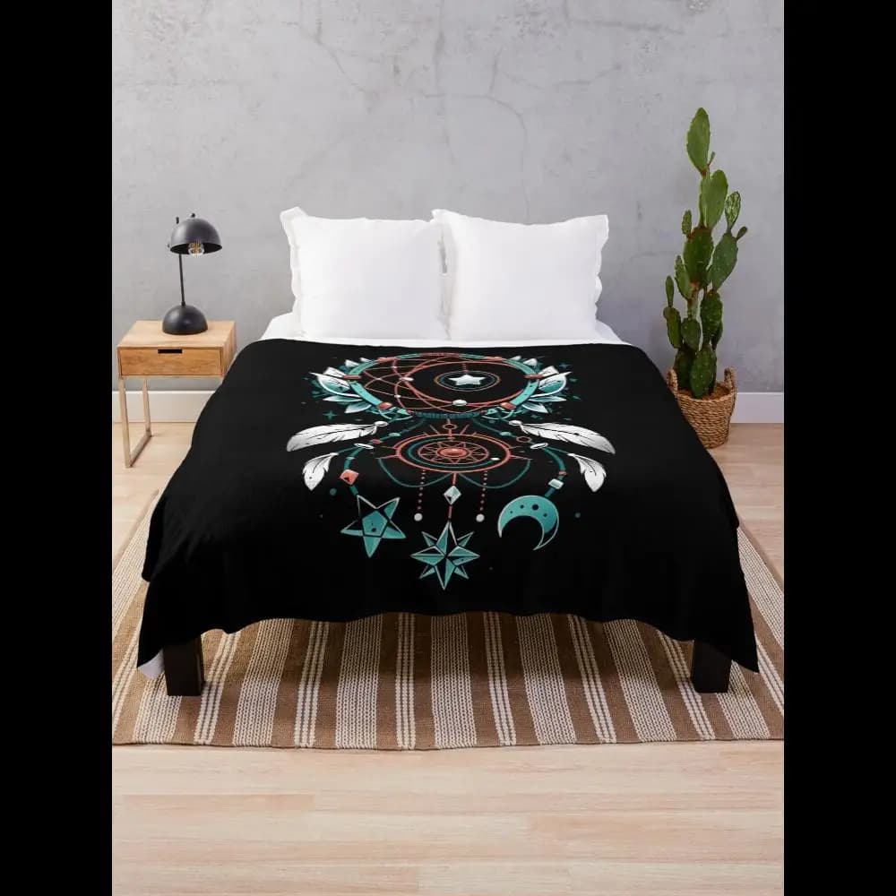 Celestial Catcher Moon Dream Catcher Throw Blanket Soft Cozy Plush for Home Decor Living Room Sofa Bed Throws