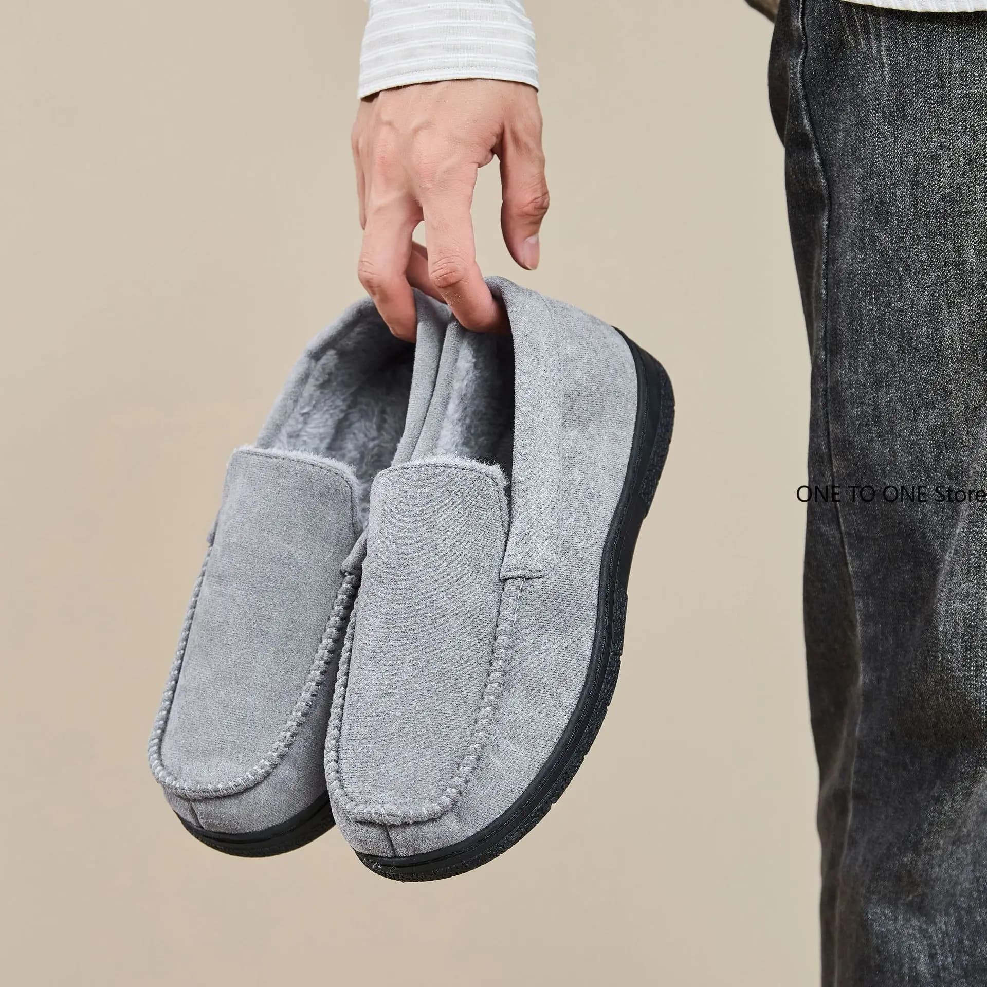 Pantofole da uomo Soffici pantofole mocassino calde Pantofole da camera con schienale chiuso Scarpe da casa antiscivolo per scarpe da esterno per interni Commercio all'ingrosso