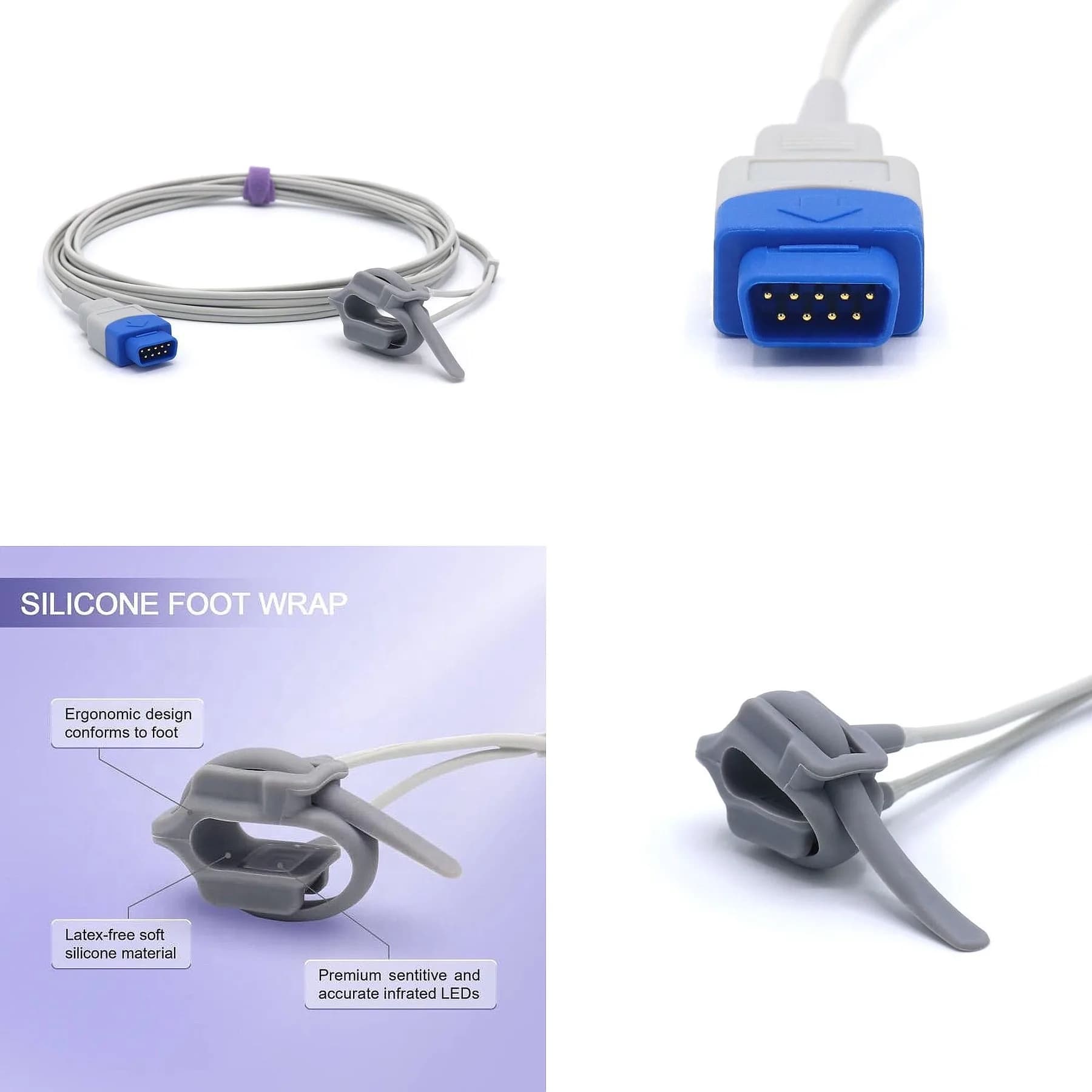 Probe for 9 needle pulse oximeter (sense SpO2 reusable for newborns)