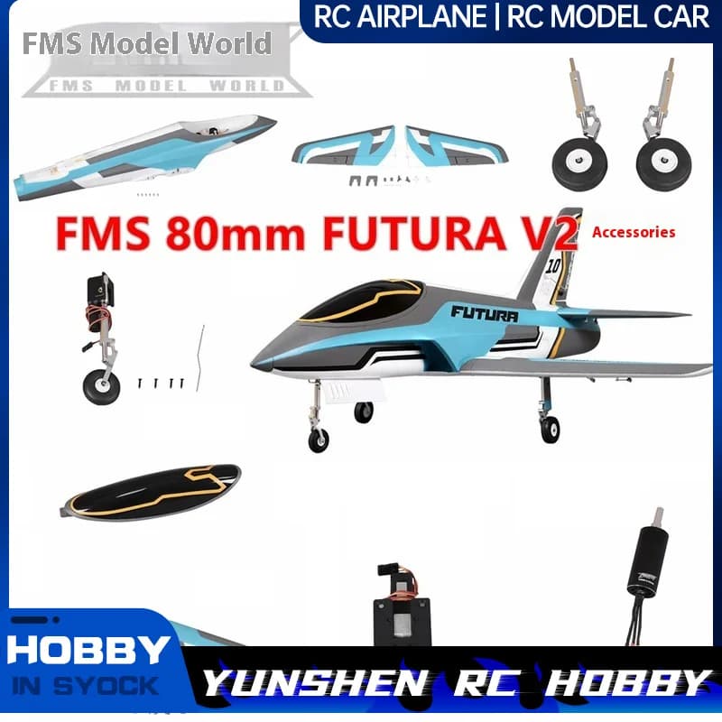Fms 80mm Futura Futra V2 Accessori Corpo Ali principali Coda piatta Cockpit Carrello di atterraggio Motore Pneumatico Vite Set adesivi