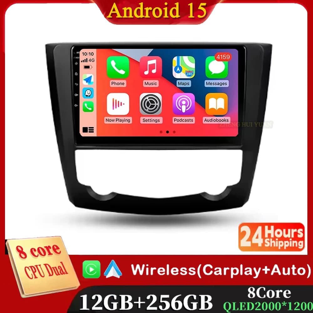 Android 15 12+256GB CarPlay Auto For Renault Kadjar 2015 - 2017 Car Radio Multimedia Video Player GPS stereo Head Unit 4G WIFI