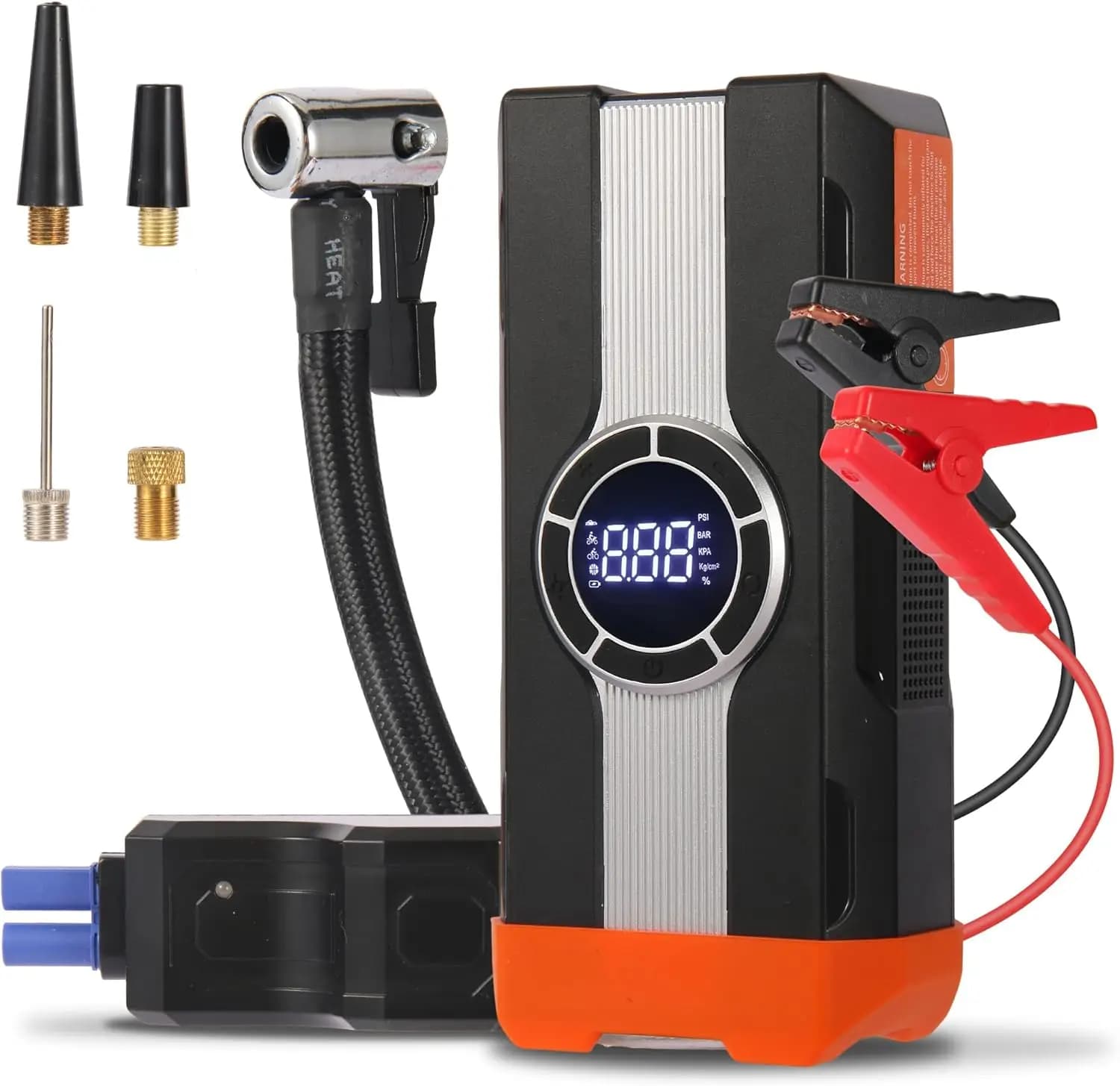 Avviatore portatile da 1000 A con compressore d'aria, ponticello per batteria per auto da 12 V, gonfiatore da 150 PSI e luce a LED (MOBE-C01)