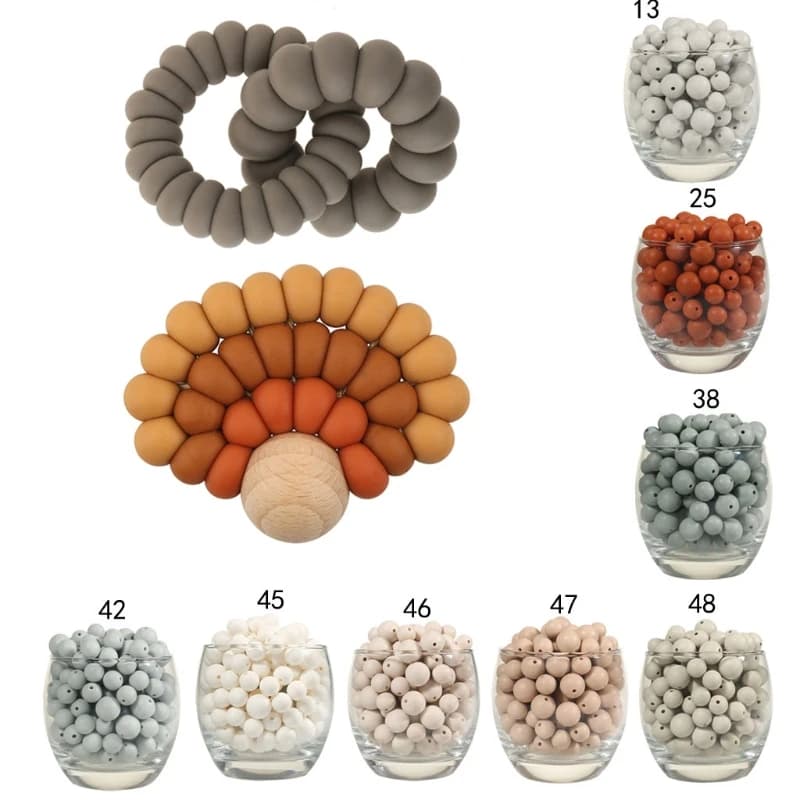 20 pz/set Perline di Silicone Silicone Per Uso Alimentare 15mm Perlina di Dentizione In Silicone Per Allattamento in Collana Massaggiagengive Materiale FAI DA TE