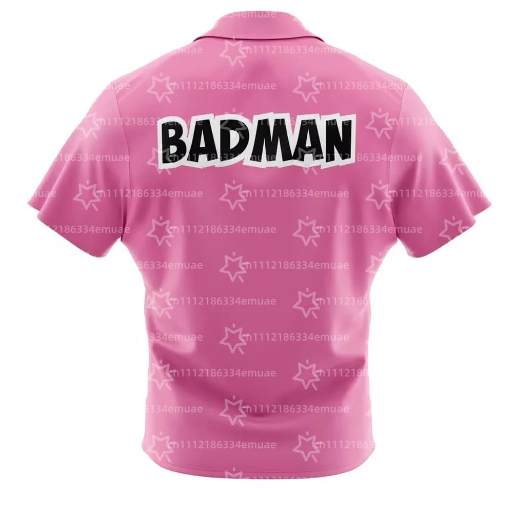 Vegeta Badman Shirt Pink Dragon Ball Z Button Up Hawaiian Shirt Leisure Dry Quickly Men's Shirt Kid's Clothing Tee Y2k Woman