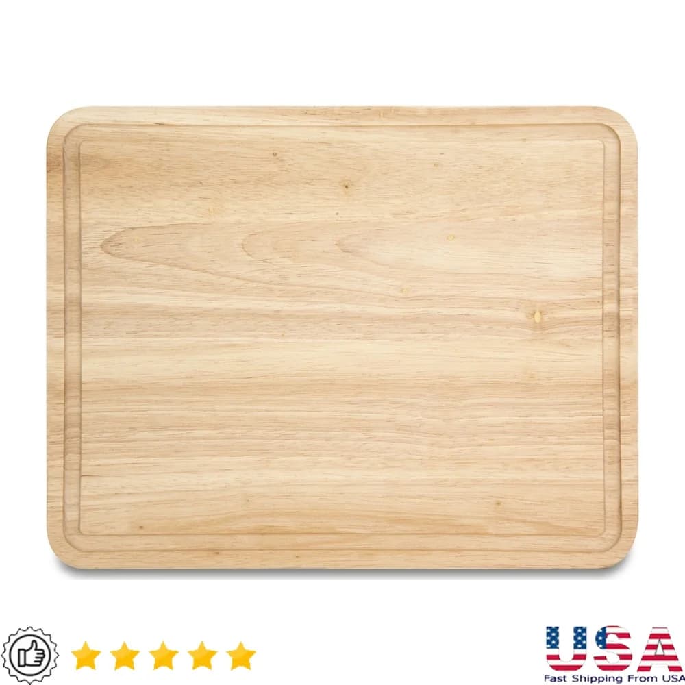 Tagliere in legno di gomma con trincea perimetrale, durevole, reversibile, da cucina, essenziale, per affettare, 11x14 pollici