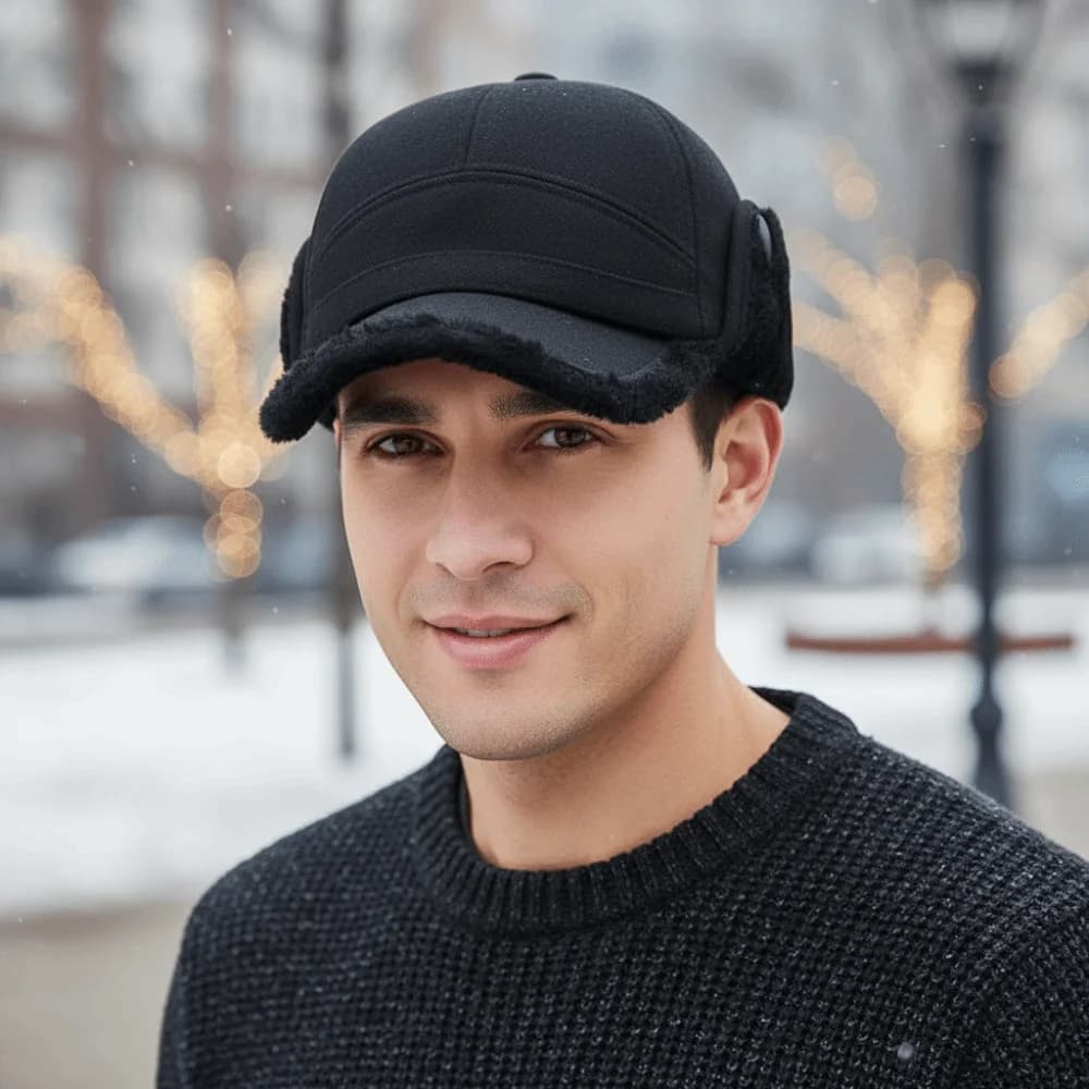 Warm Dad Hat Warm Winter Trapper Hat Fleece Lined Thick Earflap Baseball Cap Durable Windproof Fleece Cap Elderly